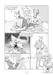  2020 absurd_res anthro antlers beastars black_and_white brush brushing brushing_fur brushing_teeth canid canine canis cervid clothing comic crossed_legs dialogue duo english_text ffog fur fur_trimming hi_res horn humor inside legoshi_(beastars) louis_(beastars) male mammal monochrome navel nude open_mouth personal_grooming scar scissors sharp_teeth sitting social_grooming standing teeth text toothbrush trimming_(grooming) underwear wide_eyed wolf 