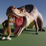  1:1 3d_(artwork) ambiguous_gender anthro canid canine canis digital_media_(artwork) dinosaur duo female_(lore) feral flashlight fox hi_res looking_down mammal mawplay momma_(ice_age) ninja739 open_mouth peaking racf92 rendered reptile scalie theropod tyrannosaurid tyrannosaurus tyrannosaurus_rex untied_verbeger vore wolf 