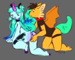  absurd_res andromorph anthro canid canine canis cuddling demon duo equid equine female genitals hi_res horn horse intersex lgbt_pride male male/female male/male mammal pony pussy sam soft sugarboobs unicorn wolf zowato 