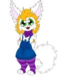  absurd_res anthro bandanna big_ears big_eyes canid canine clothing coelhoposa_(artist) fennec fluffy fluffy_chest fluffy_paws fluffy_tail fox freckles hi_res hybrid kerchief lagomorph legwear leporid male mammal overalls pattern_clothing pattern_legwear pattern_thigh_highs rabbit romeo_(coelhoposa) solo striped_clothing striped_legwear striped_thigh_highs stripes thigh_highs 