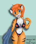  &lt;3 anthro bikini bikini_bottom bikini_thong bikini_top clothing curvy_figure felid female mammal nala_toph pantherine pinup pose solo swimwear thick_thighs tiger 