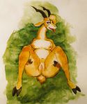  antelope anthro bovid breasts butt disney female gazelle gazelle_(zootopia) genitals kouhaku773 mammal nipples painting_(artwork) pussy solo spread_legs spreading tongue tongue_out traditional_media_(artwork) watercolor_(artwork) zootopia 