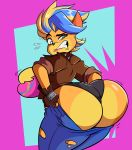  absurd_res activision anthro bandicoot big_butt bulging_breasts butt clothed clothing crash_bandicoot_(series) female grimphantom hair hi_res looking_back mammal marsupial multicolored_hair panties pirate_tawna solo tawna_bandicoot underwear video_games 