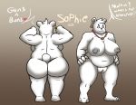  anthro belly big_belly big_breasts big_butt breasts butt clitoris ear_piercing ear_ring female fur genitals grey_nipples hair huge_breasts ironkongstudios jewelry mammal model_sheet muscular_arms navel necklace nipples overweight overweight_anthro overweight_female piercing pink_eyes polar_bear pussy solo sophie_(ironkongstudios) ursid ursine white_body white_fur white_hair 