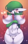  &lt;3 3_fingers absurd_res ashraely big_breasts blush breasts clothing curvy_figure digital_media_(artwork) female fingers gardevoir genitals green_hair hair hi_res huge_breasts humanoid humanoid_genitalia humanoid_pussy looking_at_viewer nintendo not_furry nude pok&eacute;mon pok&eacute;mon_(species) pussy red_eyes simple_background smile solo thick_thighs video_games voluptuous white_background wide_hips 
