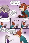  absurd_res anthro canid canine clothing comic dialogue disney duo english_text fangs female fox hi_res judy_hopps lagomorph leporid male male/female mammal nick_wilde rabbit simple_background smile text the_gory_saint zootopia 