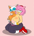  amy_rose anthro breasts chiropteran conjoined duo eulipotyphlan female hedgehog hi_res mammal rouge_the_bat skewedl0gic sonic_the_hedgehog_(series) 