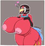  &lt;3 anthro avian big_breasts bird breasts clothed clothing clothing_lift female hair huge_breasts inverted_nipples macaw neotropical_parrot nipples non-mammal_breasts nude open_mouth parrot robotjoe shirt shirt_lift solo tongue topwear true_parrot 