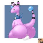  1:1 ampharos anthro balls big_butt blue_body butt genitals male nintendo pok&eacute;mon pok&eacute;mon_(species) raised_tail reallydarkandwindie smile solo video_games 