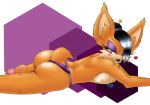  anthro archie_comics areola black_hair black_nose blush bride_of_the_conquering_storm butt clothing eyelashes felid feline female fur hair harmonydescent hi_res inner_ear_fluff laying_on_ground lying lynx makeup mammal nipples nude orange_body orange_eyes orange_fur pattern_background pawpads pink_pawpads pinup pinup_pose pose purple_eyelids purple_thong raised_tail simple_background smile smirk solo sonic_the_hedgehog_(archie) sonic_the_hedgehog_(comics) sonic_the_hedgehog_(series) tan_body tan_fur tan_inner_ear thong tuft underwear 