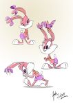  2020 anthro babs_bunny baxterchameleon bottomwear clothing crop_top ear_bow female fluffy fluffy_tail fur hi_res lagomorph leporid mammal midriff multicolored_body multicolored_fur pink_body pink_fur pink_nose purple_eyes rabbit shirt signature simple_background skirt solo tiny_toon_adventures topwear two_tone_body two_tone_fur warner_brothers white_background white_body white_fur 