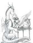  anthro apple baron_engel breast_squish breasts chimera cutlery discord_(mlp) draconequus duo equid equine eye_contact female fluttershy_(mlp) food fork friendship_is_magic fruit furniture graphite_(artwork) hi_res kitchen_utensils looking_at_another male mammal my_little_pony nude pegasus pencil_(artwork) plant sketch squish stool story story_in_description table tools traditional_media_(artwork) unguligrade_anthro wings 