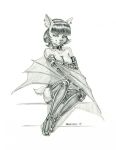  anthro baron_engel chiropteran clothing collar corset ear_piercing female graphite_(artwork) hi_res legwear lingerie looking_at_viewer mammal nude pencil_(artwork) piercing sketch solo strategically_covered thigh_highs topwear traditional_media_(artwork) 
