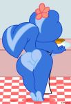  anthro apron apron_only big_butt breasts butt clothing counter featureless_crotch female flower flower_on_head food happy_tree_friends j.fbelen mammal mephitid mostly_nude petunia_(htf) plant plate side_boob skunk solo thick_thighs tiptoes wide_hips 