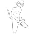  4:3 anthro deli_guy haplorhine hi_res male mammal masturbation monkey monochrome netflix primate simple_background solo tuca_and_bertie yeen_bavits 