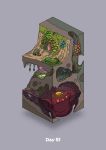  absurdres animal bat cave commentary_request diorama glowing glowing_mushroom gozz highres isometric monster mushroom original plant purple_background tentacles 