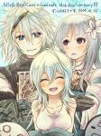  2girls bandaged_arm bandages blush breasts closed_mouth emil_(nier) flower gloves grimoire_weiss hair_flower hair_ornament kaine_(nier) long_hair multiple_girls nier nier_(series) nier_(young) open_mouth ray090611 silver_hair smile white_hair yonah 