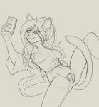  anthro bored cartoon_hangover claire_(the_summoning) clothing domestic_cat felid feline felis female fours_(artist) looking_at_object looking_at_phone mammal pubes robe sketch solo the_summoning undressed 