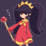  1girl ashley_(warioware) black_eyes black_hair collarbone eyebrows_visible_through_hair holding holding_staff long_hair looking_at_viewer metata solo staff twintails warioware 