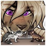  1:1 2020 digital_media_(artwork) eyebrows eyelashes f-r95 falla felid feline female feral hyaenid mammal purple_eyes trio 