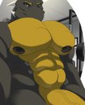  2019 abs anthro big_muscles big_penis black_body blue_eyes dragon genitals hi_res huge_pecs huge_penis male muscular muscular_anthro muscular_arms muscular_male pecs penis scalie solo vein veiny_penis weight_room western_dragon yellow_penis zawn 