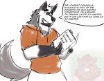  2019 anthro book bottomwear clothing dave_(password) edogast english_text hi_res hoodie humanoid_hands hyaenid male mammal pants password_(visual_novel) reading roswell_(password) sketch striped_hyena suid suina sus_(pig) text topwear video_games visual_novel wild_boar 