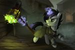 2017 3:2 black_mane black_tail clothed clothed_feral clothing english_text equid equine fallout_equestria fan_character feral fur glowing glowing_horn grey_eyes hammer hasbro horn jedayskayvoker levitation magic male mammal mane my_little_pony pipe_dream signature sledgehammer solo text tools unicorn weapon white_body white_fur 