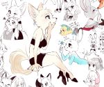  2020 anthro arctic_fox blush breasts canid canine carrying clothed clothing dipstick_ears disney eyes_closed female feral fish flounder_(disney) footwear fox fully_clothed fur grey_body grey_fur high_heels human jack_savage japanese_text judy_hopps lagomorph leporid male mammal marine memegmu midriff multicolored_ears nick_wilde orange_body orange_fur rabbit red_fox shoes simple_background sitting sketch_page skye_(zootopia) standing text the_little_mermaid tongue tongue_out white_background zootopia 