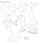  2020 3_toes 44vex absurd_res ambiguous_gender ambiguous_species anthro claws creeperdawnx english_text foot_shot hi_res low-angle_view monochrome nonbinary_(lore) sketch sketch_page soles solo text toes wrinkled_feet wrinkled_soles 