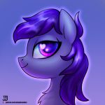  1:1 2019 english_text equid equine fan_character female feral hasbro hi_res horse jedayskayvoker looking_at_viewer mammal mane my_little_pony pony portrait purple_background purple_eyes purple_mane side_view signature simple_background smile solo text url 
