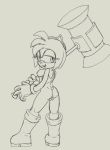  amy_rose anthro boots breasts butt clothing eulipotyphlan female footwear fours_(artist) genitals gloves hammer handwear hedgehog hi_res looking_at_viewer mammal pussy rear_view side_boob solo sonic_the_hedgehog_(series) tools 