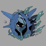  alternate_color apios1 black_eyes bubble cloyster commentary full_body gen_1_pokemon glint grin happy no_humans number pokedex_number pokemon pokemon_(creature) seaweed shell shiny_pokemon smile solo spikes teeth underwater 