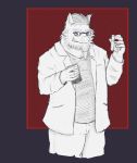  absurd_res anthro biped bottomwear clothing eyewear glasses hi_res humanoid_hands male mammal marsze5 oswin_(password) pants password_(visual_novel) shirt solo suid suina sus_(pig) topwear video_games visual_novel wild_boar 