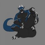  2019 3_toes 5_fingers abs anthro balls big_balls big_penis black_balls black_claws black_countershading black_penis blue_body bodily_fluids claws countershading digital_media_(artwork) dragon erection excessive_precum fingers flat_colors foreskin foreskin_pull genital_fluids genitals grey_background hi_res huge_balls huge_penis humanoid_genitalia humanoid_hands humanoid_penis hyper hyper_balls hyper_genitalia hyper_penis looking_at_viewer male muscular muscular_anthro muscular_arms muscular_male nude pecs penis precum scalie simple_background toes uncut western_dragon zawn zawn_(character) 