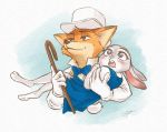  2018 anthro blush bow_tie bridal_carry cane canid canine carrying clothed clothing cosplay disney dress duo ezumi_mh female fox fur ghibli gloves half-closed_eyes handwear hat headgear headwear holding_character judy_hopps lagomorph leporid male mammal narrowed_eyes nick_wilde rabbit suit the_cat_returns top_hat zootopia zoovenir123 