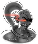  angry animal_humanoid armor clenched_teeth digital_media_(artwork) eigaka eye_patch eyewear female fish fish_humanoid hair humanoid marine marine_humanoid ponytail red_eyes solo teeth undertale undyne video_games 