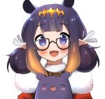  1girl bangs blunt_bangs fur_trim glasses halo hololive hololive_english long_hair looking_at_viewer maru_ccy ninomae_ina&#039;nis pointy_ears purple_eyes purple_hair solo tako_(ninomae_ina&#039;nis) tentacle_hair tentacles virtual_youtuber 