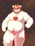  2020 absurd_res anthro asian_clothing belly bodily_fluids bulge canid canine canis clothing domestic_dog east_asian_clothing erection fundoshi genital_fluids genitals hi_res humanoid_genitalia humanoid_penis japanese_clothing kemono male mammal moobs navel overweight overweight_anthro overweight_male penis precum solo underwear xdy_16drago 