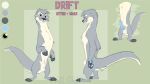  2020 animal_genitalia anthro balls blep blue_pawpads blue_penis blue_tongue color_swatch erection fully_sheathed fur genitals green_background grey_body grey_fur hi_res looking_at_viewer lutrine male mammal model_sheet mustelid nude pawpads penis sheath simple_background solo standing tailgrip tongue tongue_out whiskers white_body white_fur 