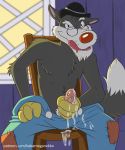  absurd_res animaniacs anthro bakameganekko black_body black_fur bodily_fluids bowler_hat canid canine canis chair clothed clothing cum cum_leaking cum_on_chair cum_on_gloves cum_on_hand eyewear fur furniture genital_fluids genitals glasses gloves hand_on_leg hand_on_penis handwear hat headgear headwear hi_res licking licking_lips looking_at_viewer male mammal masturbation mature_male messy multicolored_body multicolored_fur overalls partially_clothed penile penile_masturbation penis red_nose sitting smile solo teeth text tongue tongue_out topless topless_male two_tone_body two_tone_fur url walter_wolf warner_brothers white_body white_fur wolf 