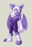  anthro armwear big_breasts boots breasts chiropteran clothing elbow_gloves erect_nipples female footwear form_fitting fours_(artist) genitals gloves handwear hi_res mammal monochrome nipples pussy rouge_the_bat solo sonic_the_hedgehog_(series) tight_clothing 