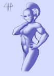  black_and_blue eye_scar facial_scar female fin fish fours_(artist) hair hi_res humanoid looking_annoyed looking_at_viewer marine monochrome monster monster_girl_(genre) muscular muscular_female muscular_humanoid ponytail scar sharp_teeth solo teeth undertale undyne video_games 