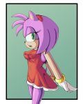  accessory amy_rose anthro clothing dress erect_nipples eulipotyphlan female form_fitting fours_(artist) fur headband hedgehog hi_res looking_at_viewer mammal nipples pink_body pink_fur solo sonic_the_hedgehog_(series) wristband 