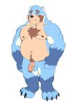  2020 anthro balls belly blue_body blue_fur fur genitals hi_res humanoid_hands male mammal moobs navel nipples overweight overweight_anthro overweight_male penis simple_background solo suriruxi ursid white_background 