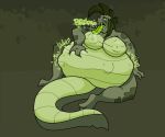  alligator alligatorid ambiguous_gender big_beak big_breasts breasts burping crocodilian demi-human digestion faeriedevil fatal female female/ambiguous female_pred green_body green_eyes green_tongue humanoid monster nipples overweight overweight_female reptile rumbling_stomach scalie swamp tongue tongue_out vore 