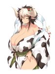  cathyl_(monster_musume) cleavage horns japanese_clothes monster_girl monster_musume_no_iru_nichijou pointy_ears tagme 