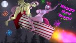  3d_(artwork) absurd_res anthro anthrofied barefoot big_breasts breasts digital_media_(artwork) dongly12 duo equid equine female fireworks fluttershy_(mlp) friendship_is_magic hasbro hi_res holidays mammal moon my_little_pony new_year night nude pegasus pinkie_pie_(mlp) wings 