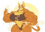  anthro big_muscles domestic_cat ear_piercing ear_ring felid feline felis female hi_res huge_muscles mammal muscular muscular_anthro muscular_female piercing ramudey solo 