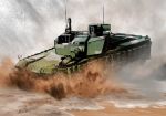  1boy caterpillar_tracks english_commentary ground ground_vehicle korean_commentary military military_vehicle motor_vehicle original tank vehicle_request weapon yihan_world 