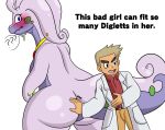  ? anthro blue_eyes blush breasts butt clothed clothing dialogue digital_media_(artwork) dragon duo english_text fan_character female goodra hair hand_on_butt hi_res human jewelry looking_back male mammal meme necklace nintendo nude open_mouth pok&eacute;mon pok&eacute;mon_(species) pok&eacute;mon_professor professor_oak purple_body purple_skin simple_background slime text video_games yosh_(character) yoshimister 